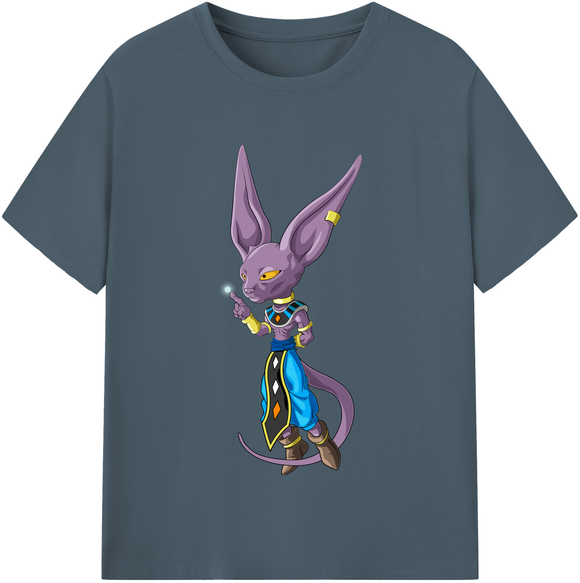 （画像用） ドラゴンボール ビルス 破壊神ビルス DRAGON BALL Beerus Birusu 綿100％半袖Tシャツ（フロントプリント）